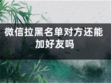 微信拉黑名單對(duì)方還能加好友嗎