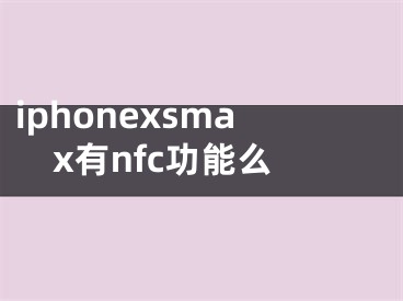 iphonexsmax有nfc功能么