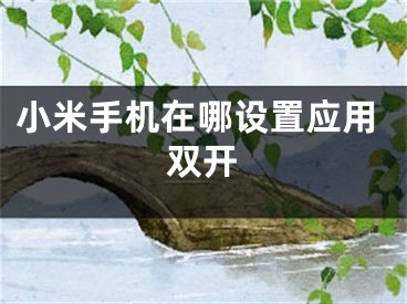 小米手機在哪設(shè)置應(yīng)用雙開