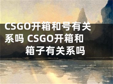 CSGO開箱和號有關(guān)系嗎 CSGO開箱和箱子有關(guān)系嗎