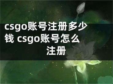 csgo賬號(hào)注冊(cè)多少錢(qián) csgo賬號(hào)怎么注冊(cè)