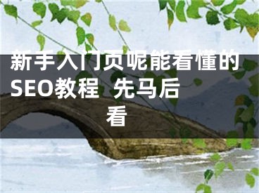 新手入門頁(yè)呢能看懂的SEO教程  先馬后看 