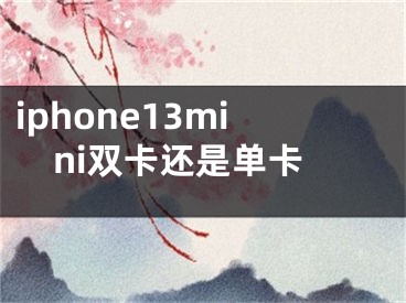 iphone13mini雙卡還是單卡