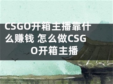 CSGO開(kāi)箱主播靠什么賺錢 怎么做CSGO開(kāi)箱主播