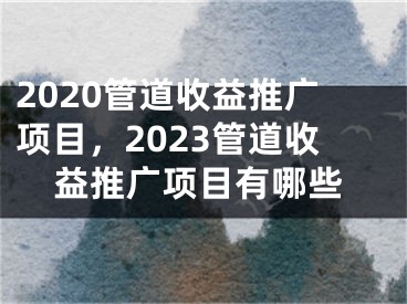 2020管道收益推廣項目，2023管道收益推廣項目有哪些