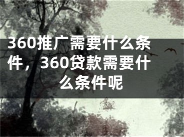 360推廣需要什么條件，360貸款需要什么條件呢