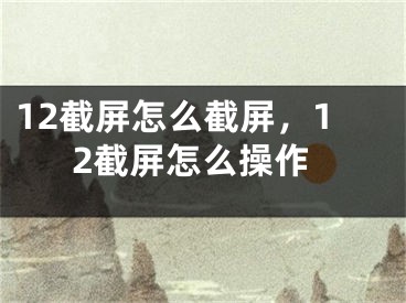 12截屏怎么截屏，12截屏怎么操作