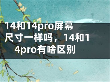 14和14pro屏幕尺寸一樣嗎，14和14pro有啥區(qū)別