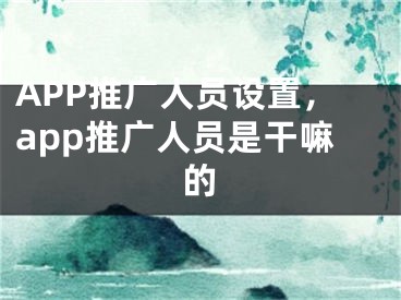 APP推廣人員設(shè)置，app推廣人員是干嘛的