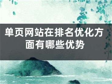 單頁(yè)網(wǎng)站在排名優(yōu)化方面有哪些優(yōu)勢(shì)