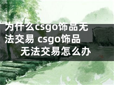 為什么csgo飾品無(wú)法交易 csgo飾品無(wú)法交易怎么辦