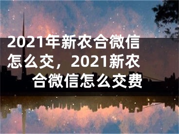 2021年新農(nóng)合微信怎么交，2021新農(nóng)合微信怎么交費(fèi)