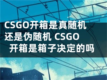 CSGO開箱是真隨機還是偽隨機 CSGO開箱是箱子決定的嗎