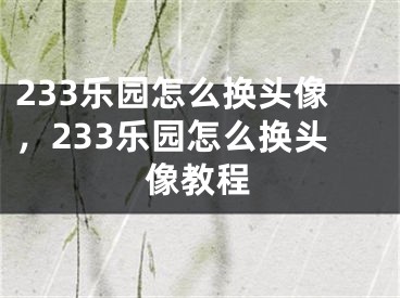 233樂園怎么換頭像，233樂園怎么換頭像教程