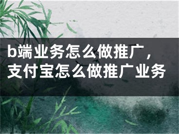 b端業(yè)務怎么做推廣，支付寶怎么做推廣業(yè)務