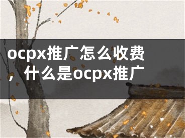 ocpx推廣怎么收費(fèi)，什么是ocpx推廣