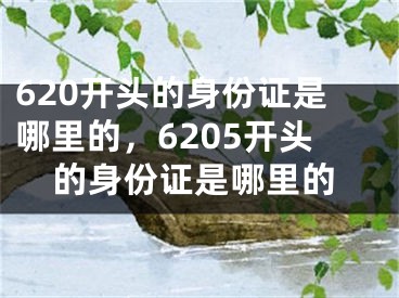 620開頭的身份證是哪里的，6205開頭的身份證是哪里的