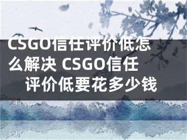 CSGO信任評(píng)價(jià)低怎么解決 CSGO信任評(píng)價(jià)低要花多少錢