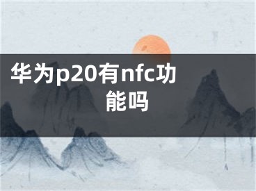 華為p20有nfc功能嗎