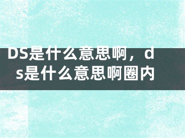 DS是什么意思啊，ds是什么意思啊圈內