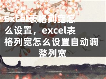 Excel表格列寬怎么設(shè)置，excel表格列寬怎么設(shè)置自動調(diào)整列寬