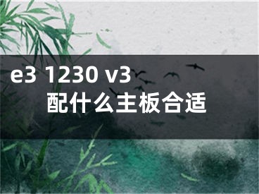 e3 1230 v3配什么主板合適