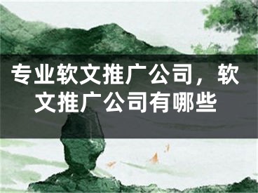 專(zhuān)業(yè)軟文推廣公司，軟文推廣公司有哪些