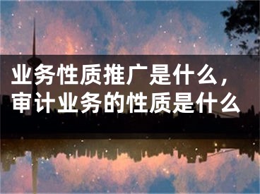 業(yè)務(wù)性質(zhì)推廣是什么，審計(jì)業(yè)務(wù)的性質(zhì)是什么