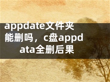 appdate文件夾能刪嗎，c盤appdata全刪后果