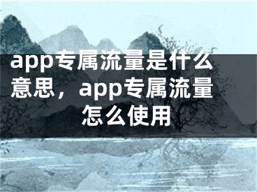 app專屬流量是什么意思，app專屬流量怎么使用