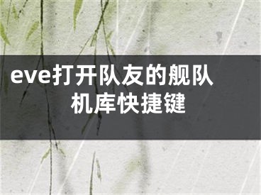 eve打開隊(duì)友的艦隊(duì)機(jī)庫(kù)快捷鍵