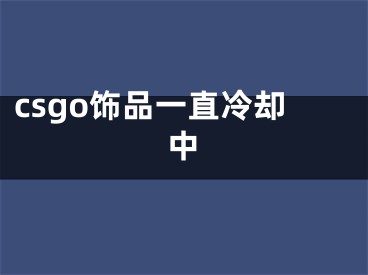 csgo飾品一直冷卻中