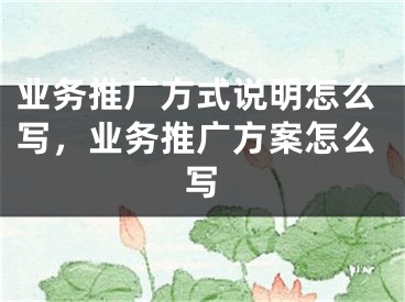 業(yè)務(wù)推廣方式說明怎么寫，業(yè)務(wù)推廣方案怎么寫