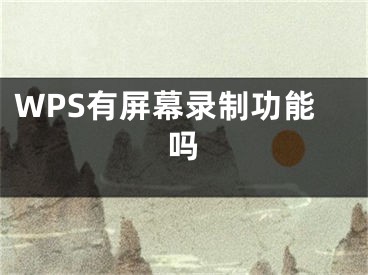 WPS有屏幕錄制功能嗎