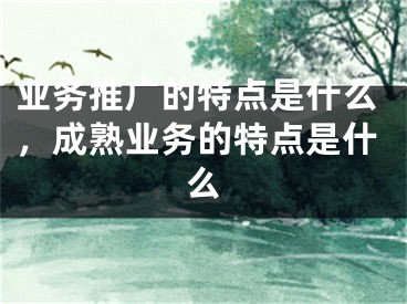 業(yè)務(wù)推廣的特點(diǎn)是什么，成熟業(yè)務(wù)的特點(diǎn)是什么