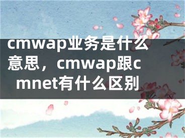 cmwap業(yè)務(wù)是什么意思，cmwap跟cmnet有什么區(qū)別