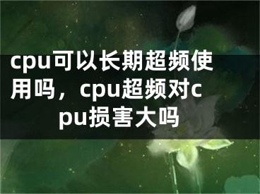 cpu可以長期超頻使用嗎，cpu超頻對cpu損害大嗎