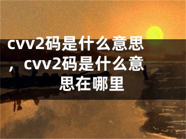 cvv2碼是什么意思，cvv2碼是什么意思在哪里