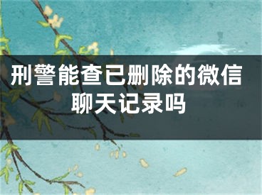 刑警能查已刪除的微信聊天記錄嗎