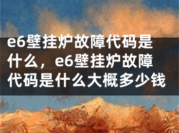 e6壁掛爐故障代碼是什么，e6壁掛爐故障代碼是什么大概多少錢