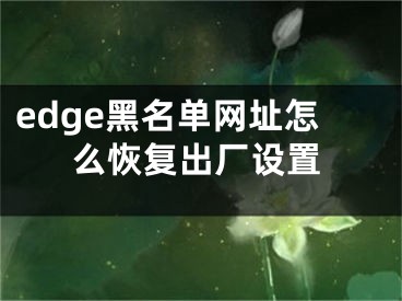 edge黑名單網(wǎng)址怎么恢復(fù)出廠設(shè)置