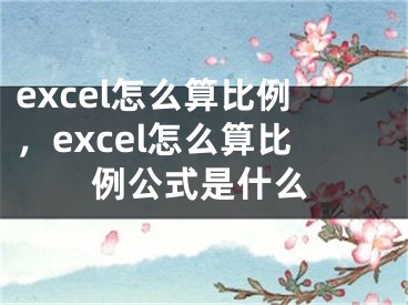 excel怎么算比例，excel怎么算比例公式是什么