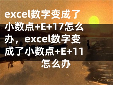 excel數(shù)字變成了小數(shù)點(diǎn)+E+17怎么辦，excel數(shù)字變成了小數(shù)點(diǎn)+E+11怎么辦