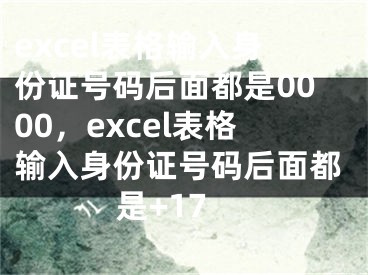 excel表格輸入身份證號(hào)碼后面都是0000，excel表格輸入身份證號(hào)碼后面都是+17