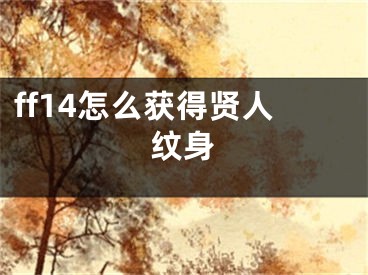 ff14怎么獲得賢人紋身