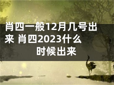 肖四一般12月幾號出來 肖四2023什么時候出來