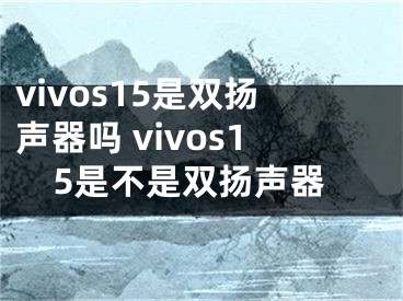 vivos15是雙揚聲器嗎 vivos15是不是雙揚聲器