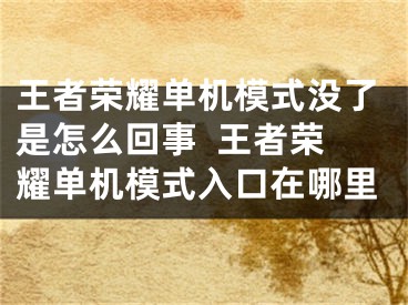 王者榮耀單機(jī)模式?jīng)]了是怎么回事  王者榮耀單機(jī)模式入口在哪里