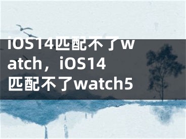 iOS14匹配不了watch，iOS14匹配不了watch5