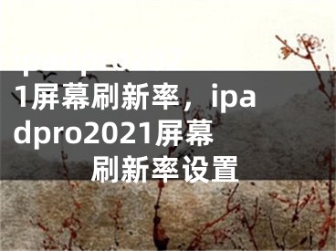 ipadpro2021屏幕刷新率，ipadpro2021屏幕刷新率設(shè)置